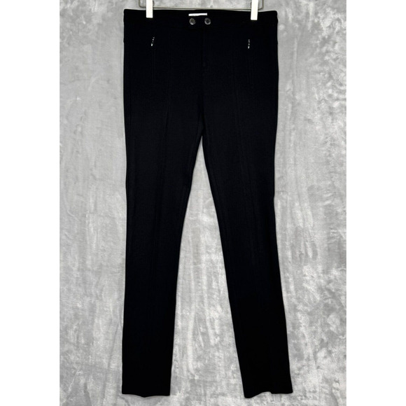 VINCE Pant Womens 6 Black Ponte Knit Skinny Mid Rise Flat Front Pockets Career - Picture 1 of 10